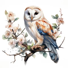 Fototapeten Watercolor Barn Owl Illustration, Generative Ai © sukumarbd4