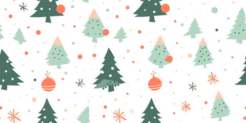 holiday-inspired design, featuring traditional elements such as Christmas trees, presents, and ornaments. Generative AI