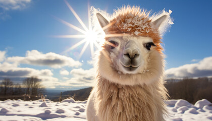 Fototapeta premium alpaca in winter