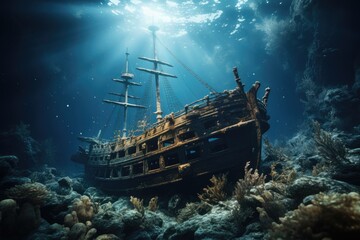 ancient shipwrecks and historical relics  - obrazy, fototapety, plakaty