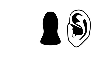 Ear Plugs, black isolated silhouette