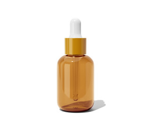 Blank cosmetic plastic dropper bottle packaging isolated on transparent background, prepared for mockup, 3D render.