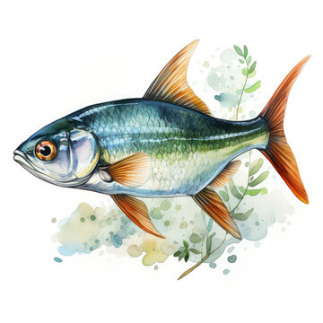 recommend clip art: Watercolor Tetra Illustration, Generative Ai