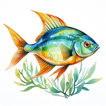 recommend clip art: Watercolor Tetra Illustration, Generative Ai