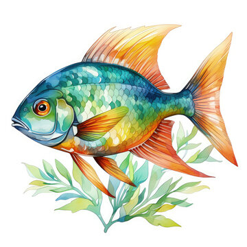 recommend clip art: Watercolor Tetra Illustration, Generative Ai
