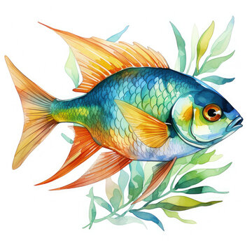 recommend clip art: Watercolor Tetra Illustration, Generative Ai