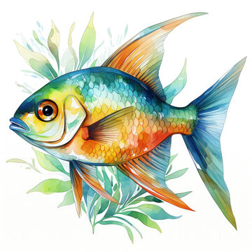 recommend clip art: Watercolor Tetra Illustration, Generative Ai