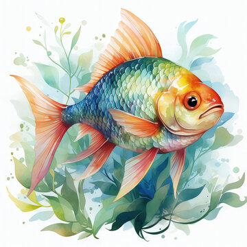 recommend clip art: Watercolor Tetra Illustration, Generative Ai