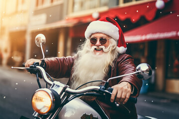 santa claus on motorcycle