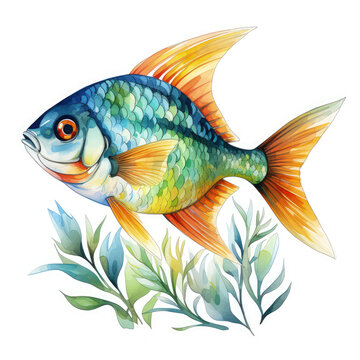 recommend clip art: Watercolor Tetra Illustration, Generative Ai