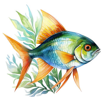 recommend clip art: Watercolor Tetra Illustration, Generative Ai