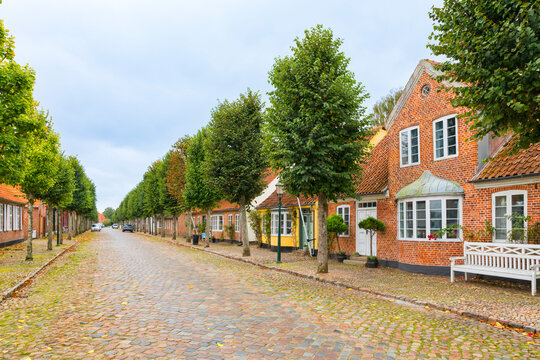 Slotsgaden, the cobbled main street of M&oslash;gelt&oslash;nder, Denmark