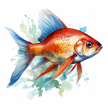recommend clip art: Watercolor Tetra Illustration, Generative Ai