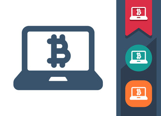 Obraz premium Laptop Icon. Computer, Money, Finance, Online Shopping, E-Commerce, Bitcoin, Cryptocurrency