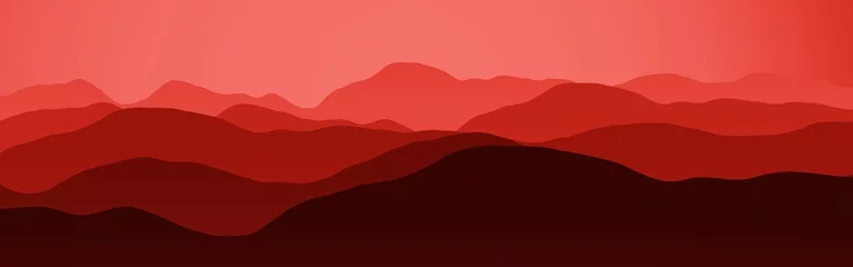 Schilderijen op glas design red hills slopes in time when everyone sleeps computer art background or texture illustration © Dancing Man