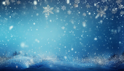 blue christmas background with snowflakes - obrazy, fototapety, plakaty