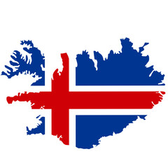 iceland map with flag colors - obrazy, fototapety, plakaty
