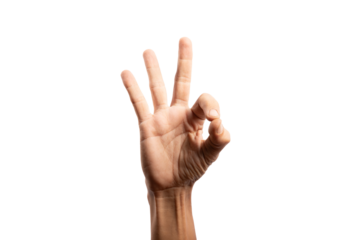 black male Hand doing OK sign no background cutout