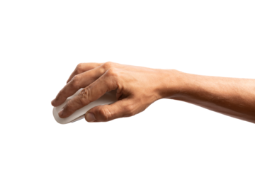 Black male hand using computer mouse no background cutout