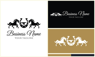 vector equine horseshoe logo template