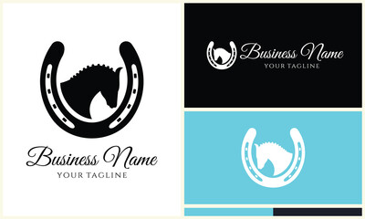 vector equine horseshoe logo template - obrazy, fototapety, plakaty