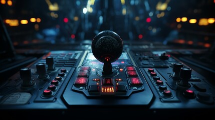 Dark sci-fi michrophone in dieselpunk audio mixer