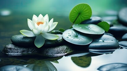 Fototapeta na wymiar green water with green lotus leaves, zen photography