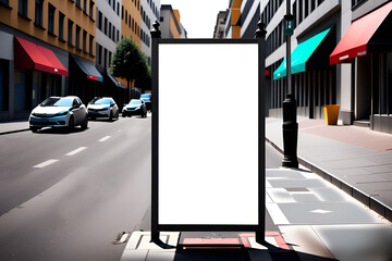 White blank billboard mockup in the city. Digital signs for advertising and promotions.