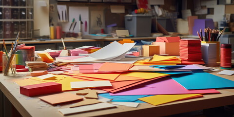 colored paper scattered.