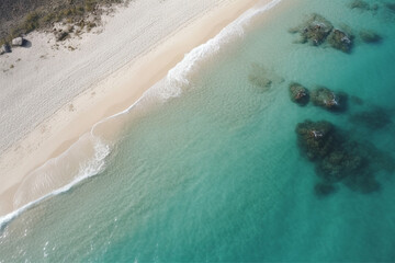beautiful island, exotic warm countries, beach by the sea, ocean, aerial drone photo
