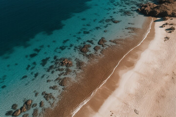 beautiful island, exotic warm countries, beach by the sea, ocean, aerial drone photo