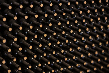 the wine matures in bottles stacked in the cellar at room temperature.