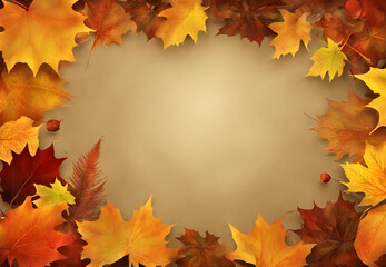 Naklejka na ściany i meble autumn leaves background, autumn leaves border, autumn leaves frame