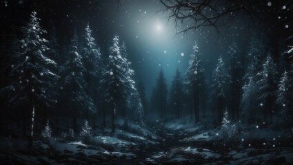 dark abstract winter forest background