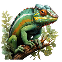 Obraz premium watercolor Chameleon Teaclipart, Generative Ai