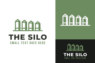 Simple Four Silos Tank Farm Agriculture Grain Seed Storage Container Fermentation Logo Design Branding Template