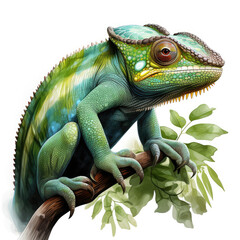 Obraz premium watercolor Chameleon Teaclipart, Generative Ai