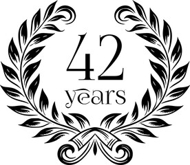 Vintage Laurel Wreath Anniversary Graphic with 42 Years - Versatile Vector Design for Celebrations and Corporate Use