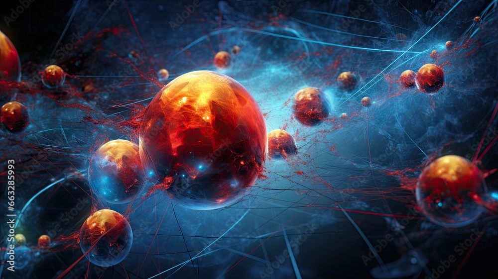 Poster Visualize scientists conducting quantum experiments and research, pushing the boundaries of computing capabilities, and exploring quantum entanglement
