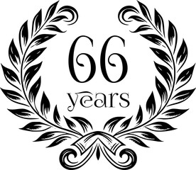 Vintage Laurel Wreath Anniversary Graphic with 66 Years - Versatile Vector Design for Celebrations and Corporate Use