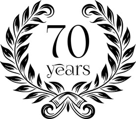 Vintage Laurel Wreath Anniversary Graphic with 70 Years - Versatile Vector Design for Celebrations and Corporate Use