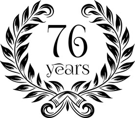Vintage Laurel Wreath Anniversary Graphic with 76 Years - Versatile Vector Design for Celebrations and Corporate Use