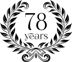 Vintage Laurel Wreath Anniversary Graphic with 78 Years - Versatile Vector Design for Celebrations and Corporate Use