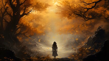 Fototapeta premium Immersive Autumn Jog in the Forest