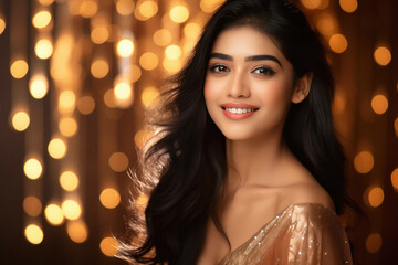 Fototapeta premium Young Indian beautiful woman smiling.