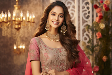 Fototapeta premium young indian beautiful woman with long hair