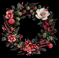 nice christmas wreath on black background