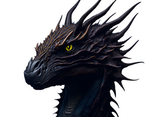 : Dragon Portrait Isolated on Isolated Background - Mythical Creature Fantasy Art