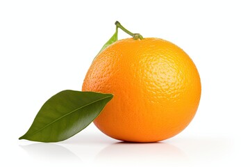 orange with leaf isolated on white