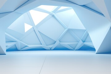 A 3D Rendering Of A Blue Room